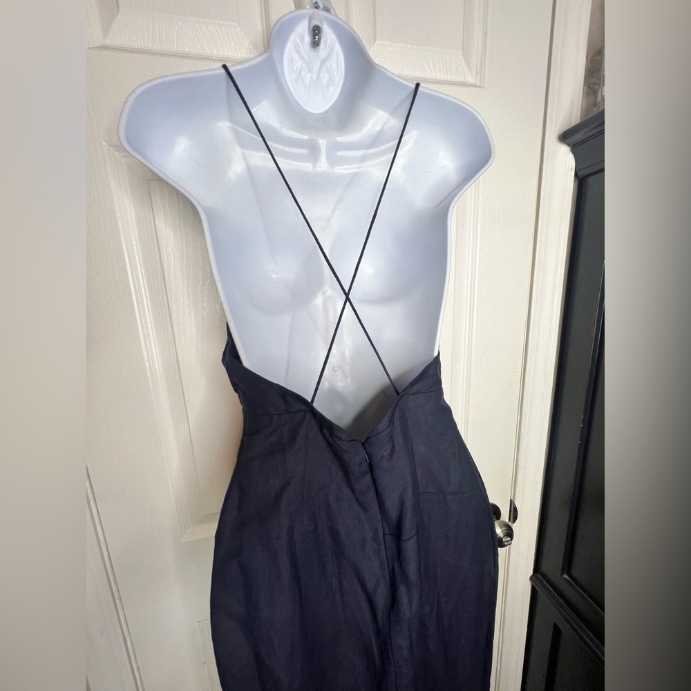 NWOT Fame and Partners US 4 The Jami Dress Midi Strappy Tulip Hem Navy Blue AU 8 - Picture 15 of 16